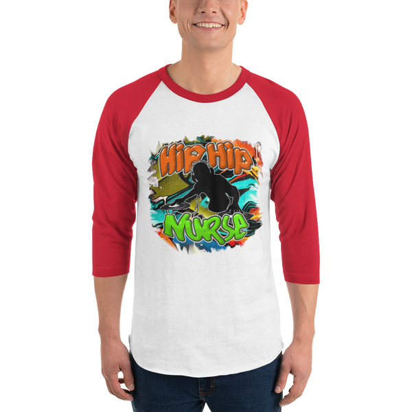 Hip Hop Nurse 3/4 sleeve raglan shirt (002)