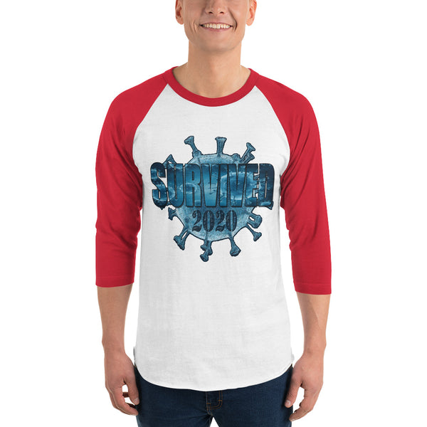 3/4 SLEEVE RAGLAN SHIRT COVID 19 SURVIVED 2020