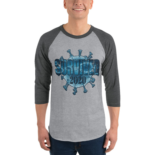3/4 SLEEVE RAGLAN SHIRT COVID 19 SURVIVED 2020