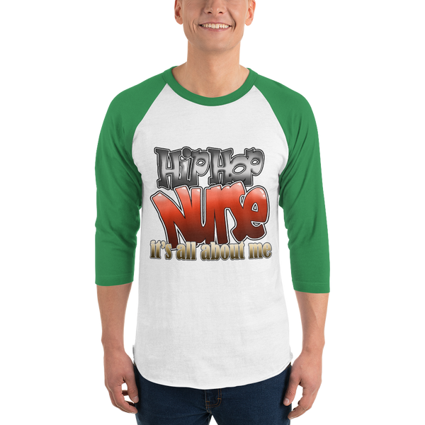 Hip Hop Nurse - 3/4 sleeve raglan shirt (003)