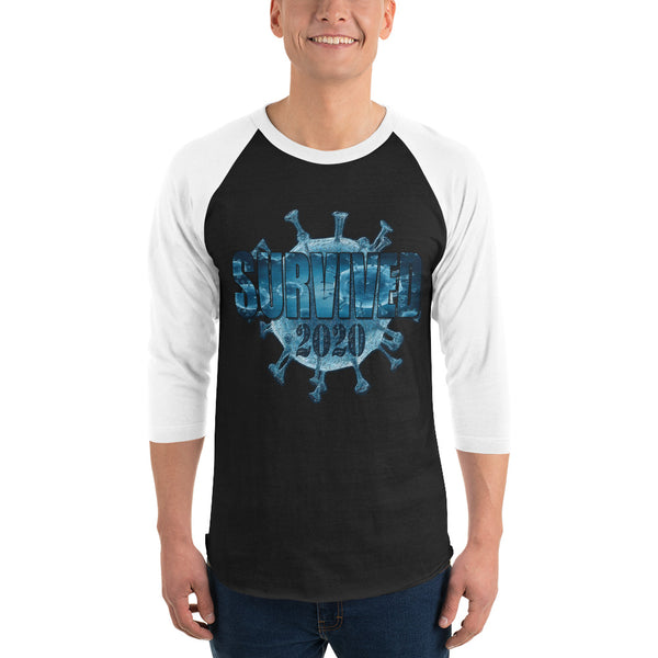 3/4 SLEEVE RAGLAN SHIRT COVID 19 SURVIVED 2020