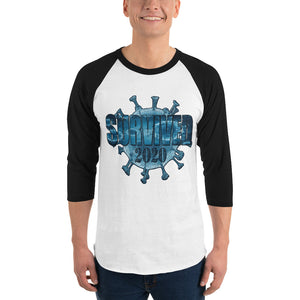 3/4 SLEEVE RAGLAN SHIRT COVID 19 SURVIVED 2020