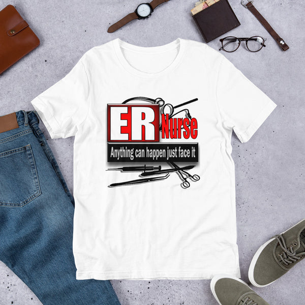 PREMIUM SHORT-SLEEVE UNISEX T-SHIRT ER NURSE ANYTHING CAN HAPPEN