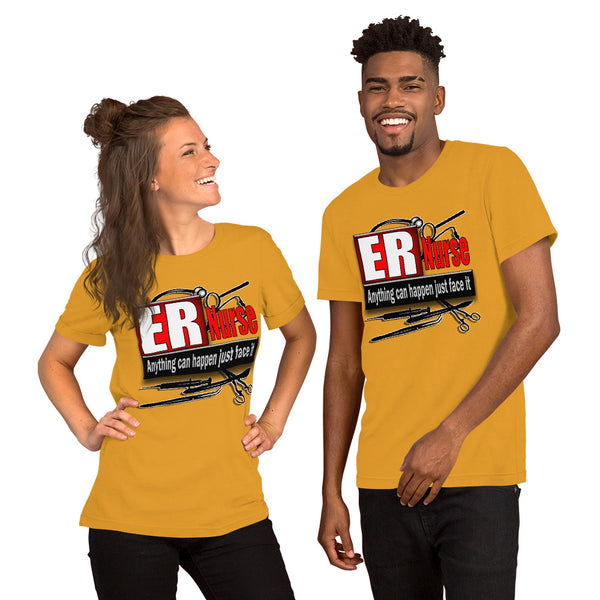 PREMIUM SHORT-SLEEVE UNISEX T-SHIRT ER NURSE ANYTHING CAN HAPPEN