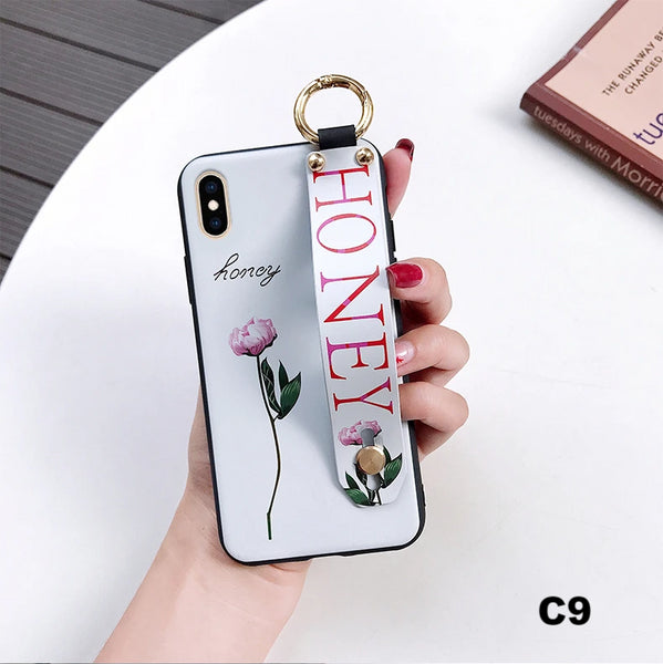 (B2G4) Flower Lanyard Stand Holder Cover IPhone Case - 113