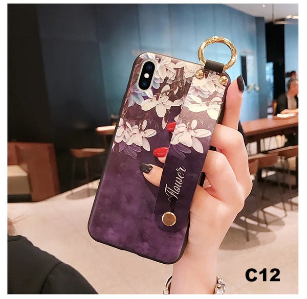 (B2G4) Flower Lanyard Stand Holder Cover IPhone Case - 113