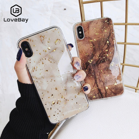 (B2G4) Bling Gold Foil Marble IPhone Case - 125