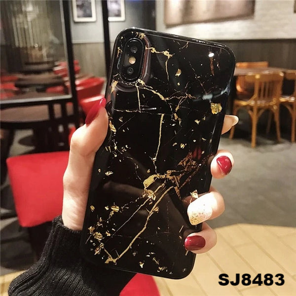 (B2G4) Bling Gold Foil Marble IPhone Case - 125